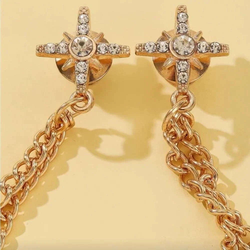 Gold Double Chain Brooch R171